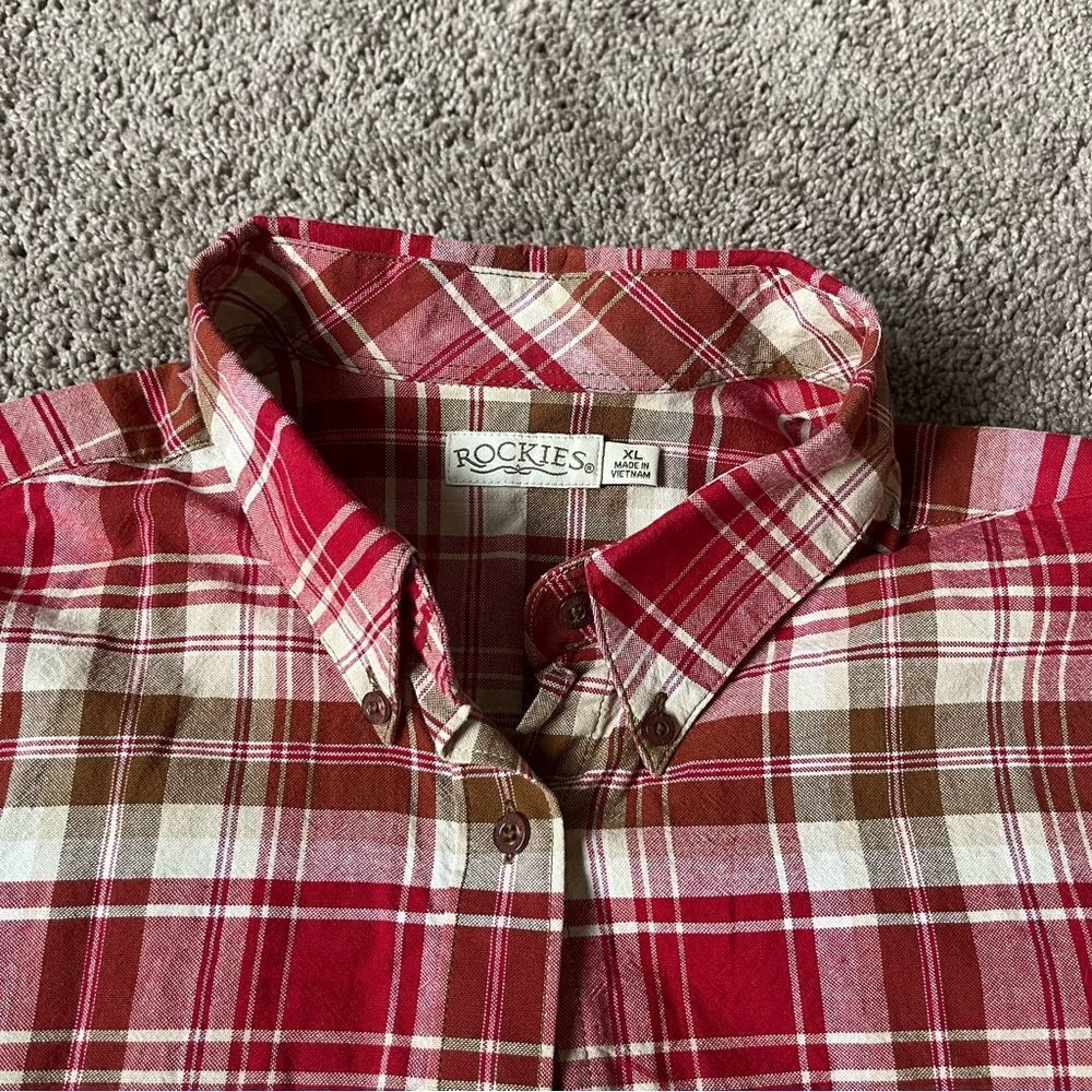 Vintage Rockies Women's XL Plaid Flannel Shirt - Picture 3 of 8